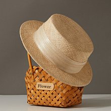 草帽 夏天法式平顶草帽子女遮阳防紫外线大头围男帽度假海边镂空手编织~熱銷 歷史價格詳細信息