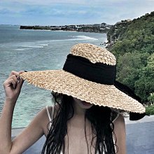 手工編織花朵平頂拉菲草草帽女夏季海邊沙灘太陽帽子大帽簷防晒帽-時尚女裝 歷史價格詳細信息