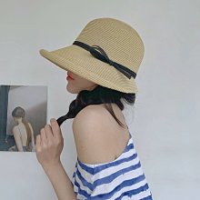 草帽 森系复古文艺百搭春夏复古法式蝴蝶结平顶礼帽度假沙滩帽太阳草帽~熱銷 歷史價格詳細信息