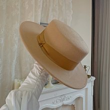 法式駝色秋冬平沿羊毛呢禮帽男女時尚寬簷帽黑色百搭爵士帽女 歷史價格詳細信息