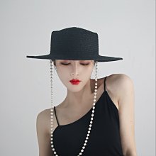 草帽 黑色复古小香蝴蝶结平顶礼帽女秋冬羊毛呢毛毡巴拿马宽檐优雅法式~熱銷 歷史價格詳細信息