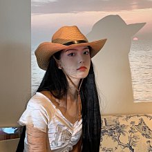 草帽男女情侶大帽檐西部牛仔帽遮陽防曬草帽寬檐禮帽旅行登山叢林帽子 新品 歷史價格詳細信息