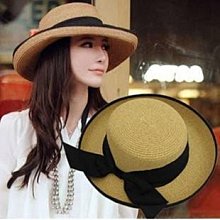 蝴蝶結平頂草帽女夏季海邊沙灘帽遮臉太陽帽防晒帽子-時尚女裝 歷史價格詳細信息