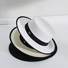 遮陽草帽女織帶撞色法式英倫風平頂禮帽防曬出遊海邊顯臉小太陽帽 歷史價格詳細信息