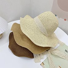 草帽帽子女草帽韓版潮百搭日系夏季薄款透氣蕾絲花邊鏤空小清新防風繩 新品 歷史價格詳細信息