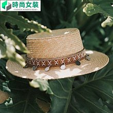 草帽民族風草帽女夏季海邊旅游度假平頂遮陽防曬沙灘帽子網紅草編禮帽 新品 歷史價格詳細信息