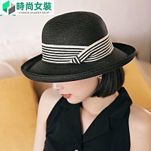 夏季可摺疊黑白色平簷男女情侶海邊草帽巴拿馬禮帽遮陽帽子沙灘帽 歷史價格詳細信息