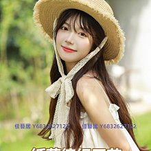 草帽草帽女法式蕾絲沙灘帽夏季海邊遮陽防曬出游度假可折疊草編太陽帽 新品 歷史價格詳細信息