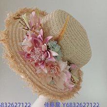 手工短帽沿草帽花朵度假沙灘帽女款編織海邊旅遊防曬遮陽中沿草帽 歷史價格詳細信息