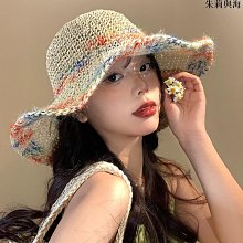 草帽毛邊鏤空編織草帽女夏季大帽檐可折疊漁夫帽海邊沙灘遮陽防曬帽子 新品 歷史價格詳細信息