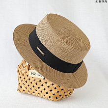 草帽 网红法式平顶宝草草帽女夏天沙滩大帽檐英伦礼帽海边防晒度假帽子~熱銷 歷史價格詳細信息