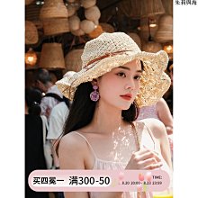 蝴蝶結夏天細編草帽休閒遮陽帽簡約沙灘度假出遊防曬爵士帽子女潮 歷史價格詳細信息