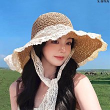 草帽草帽女新款夏季防曬帽大帽檐遮陽帽沙灘度假蕾絲草編太陽帽子 新品 歷史價格詳細信息