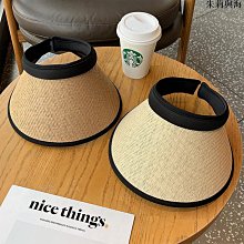 草編空頂帽女生夏季騎車款防曬遮陽帽日式大帽簷黑膠遮陽帽潮 歷史價格詳細信息