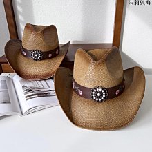 帽子 西部牛仔帽新品酷辣妹風大檐遮陽帽防皮革復古旅游度假翹邊爵士帽 歷史價格詳細信息