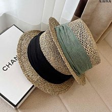 草編平頂禮帽女夏天出游防曬遮陽帽小眾款平頂帽日系穿搭休閑草帽-沐雨家居 歷史價格詳細信息