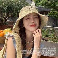 草帽蝴蝶結草帽女夏天出游草編防曬遮陽大檐帽子可折疊海邊度假太陽帽 新品 歷史價格詳細信息