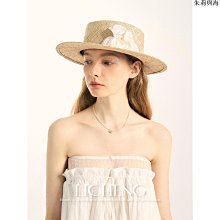 草帽禮誠 浪漫法式寶草帽子女春夏出游海邊沙灘大檐防曬平頂拉菲草帽 新品 歷史價格詳細信息
