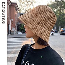 草帽草編漁夫帽女夏季透氣韓版顯臉小水桶帽大帽檐遮陽防曬海邊草帽子 新品 歷史價格詳細信息