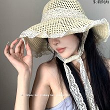 法式花朵蕾絲鏤空草帽女夏季新款海邊沙灘編織太陽帽子遮陽防晒帽-時尚女裝 歷史價格詳細信息