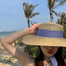 草帽 韩版复古粉蓝色度假沙滩宽檐波浪爵士礼帽女夏天遮阳防晒出游草帽~熱銷 歷史價格詳細信息