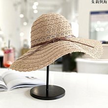 草帽 韩版复古粉蓝色度假沙滩宽檐波浪爵士礼帽女夏天遮阳防晒出游草帽~熱銷 歷史價格詳細信息