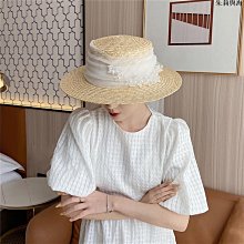 草帽 新款白色网红平顶大沿草帽女太阳帽夏天礼帽防晒遮阳海滩旅行黑色~熱銷 歷史價格詳細信息