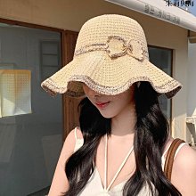 草帽 韩版复古粉蓝色度假沙滩宽檐波浪爵士礼帽女夏天遮阳防晒出游草帽~熱銷 歷史價格詳細信息