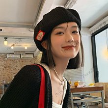 韓版ins貼布毛線帽子女秋冬百搭黑色針織帽顯臉小保暖護耳水桶帽#促銷 #現貨 #可開發票 歷史價格詳細信息