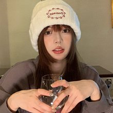 白色大頭圍毛線帽子女秋冬新款針織帽冬季加厚保暖護耳毛絨漁夫帽#促銷 #現貨 #可開發票 歷史價格詳細信息