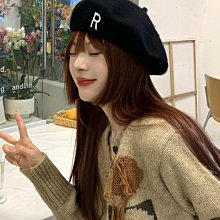 大頭圍貝雷帽女字母男帽子前進帽日系黑色蓓蕾帽潮復古韓版文藝 歷史價格詳細信息