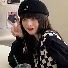 大頭圍貝雷帽女字母男帽子前進帽日系黑色蓓蕾帽潮復古韓版文藝 歷史價格詳細信息