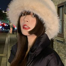 毛茸茸漁夫帽女秋冬季仿皮草毛絨帽子韓版百搭加厚保暖護耳水桶帽 歷史價格詳細信息