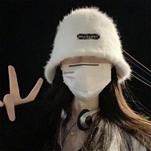 大頭圍兔毛漁夫帽女秋冬季國潮醒獅帽顯臉小水桶針織帽毛絨虎頭帽 歷史價格詳細信息