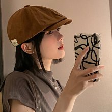 日系秋冬鴨舌貝雷帽女大頭圍寬松百搭顯臉小畫家帽文藝云朵八角帽 歷史價格詳細信息