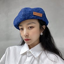 愛麗絲牛仔布云朵大版網紅貝雷帽子女刺繡字母日系休閑百搭南瓜畫家帽潮 歷史價格詳細信息
