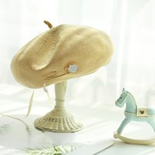 愛麗絲春季米色貝雷帽女夏季薄款針織八角蓓蕾帽子短發女式時尚夏天鏤空 歷史價格詳細信息