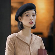 黑色法式貝雷帽大頭圍八角帽顯臉小畫家帽百搭蓓蕾帽雲朵帽子女士 歷史價格詳細信息