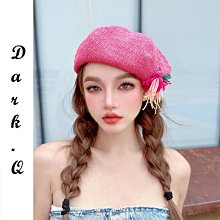 Dark.Q WB 珍珠空頂草帽原創春夏重工小香風釘珠遮陽帽度假草帽織帶優雅拉菲草空頂鴨舌帽寬檐草帽 歷史價格詳細信息