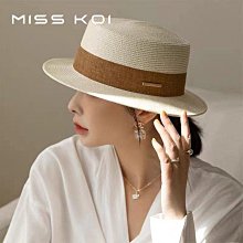 MISSKOI沙灘草帽女時尚新款平沿遮陽帽百搭復古防曬太陽帽平頂帽子男短簷 (滿599元免運) 價格比較,價格查詢,歷史價格詳細信息