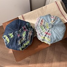 做舊牛仔八角帽子女秋季大頭圍畫家帽顯臉小復古報童帽方圓臉顯瘦 歷史價格詳細信息