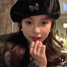 蝴蝶結黑色貝雷帽女秋冬新款大頭圍復古時尚保暖護耳針織畫家帽子#促銷 #現貨 #可開發票 歷史價格詳細信息