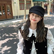 【我的頭不圓】秋冬新款毛絨拼接報童帽子女保暖大頭圍八角貝雷帽 歷史價格詳細信息