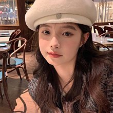 【我的頭不圓】秋冬新款毛絨拼接報童帽子女保暖大頭圍八角貝雷帽 歷史價格詳細信息