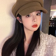 顯臉小黑色八角帽子女春秋冬英倫復古貝雷帽羊毛百搭大頭 歷史價格詳細信息