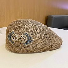 貝雷帽 春夏款鏤空鉤花貝雷帽女韓版透氣青年文藝休閑圓頂草編畫家蓓蕾帽258 NN041 歷史價格詳細信息