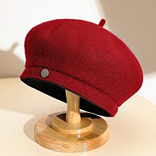 貝雷帽 節日氛圍感新年圣誕水貂毛紅色貝雷帽大頭圍顯臉小保暖毛絨帽 歷史價格詳細信息