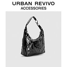 URBAN REVIVO2023秋冬女士簡約褶皺鏈條單肩斜挎包UAWB30269_佳美優品 歷史價格詳細信息
