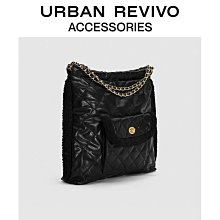 URBAN REVIVO2023秋冬女士簡約褶皺鏈條單肩斜挎包UAWB30269_佳美優品 歷史價格詳細信息