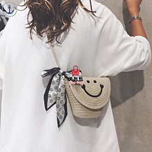 Б♥休閒編織包包女夏2021新款潮可愛微笑時尚斜挎單肩輕便簡約水桶包 流行 精品 歷史價格詳細信息